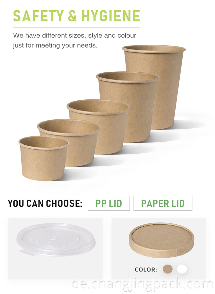 Kraft Paper Soup Containers, Ice Cream Container, Disposable Paper Food Cups, To Go Hot Soup Bowls, Disposable Soup Cups Paper Ice Cream Cups, Great For Restaurants, Take Outs